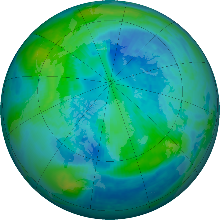 Arctic ozone map for 10 October 2000